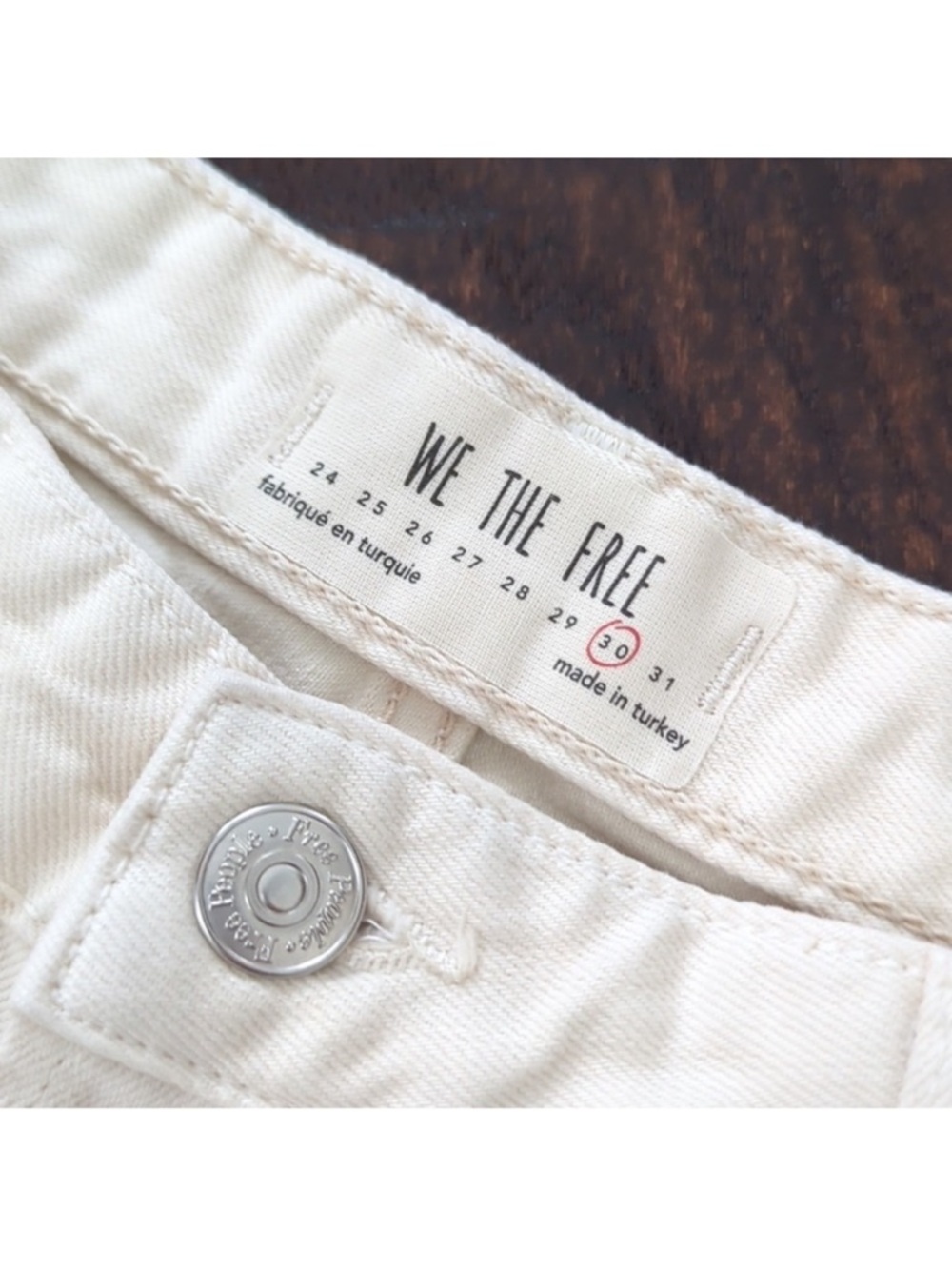 Free People We The Free Ivory Cropped Jeans High Rise Raw Hem - Size 30